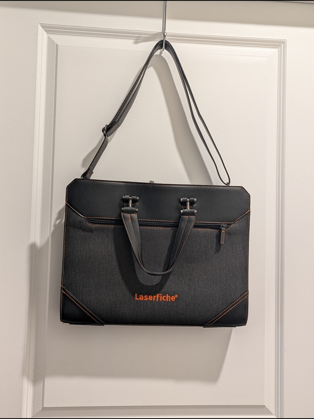 Laseficher. Black and Orange Laptop Briefcase - Professional Men's Bag